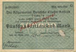Leipzig - Deutsche Bank, Filiale Leipzig - 20.8.1923 - 500000 Mark