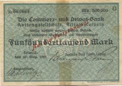 Leipzig - Deutsche Bank, Filiale Leipzig - 20.8.1923 - 500000 Mark