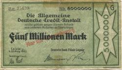 Leipzig - Deutsche Bank, Filiale Leipzig - 22.8.1923 - 5 Millionen Mark