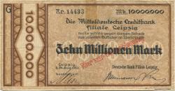 Leipzig - Deutsche Bank, Filiale Leipzig - 24.8.1923 - 10 Millionen Mark 