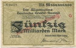Leipzig - Deutsche Bank, Filiale Leipzig - 30.10.1923 - 50 Milliarden Mark