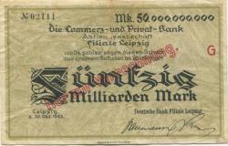Leipzig - Deutsche Bank, Filiale Leipzig - 30.10.1923 - 50 Milliarden Mark