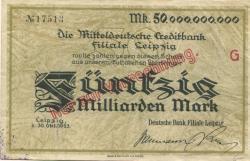Leipzig - Deutsche Bank, Filiale Leipzig - 30.10.1923 - 50 Milliarden Mark