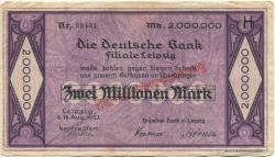 Leipzig - Dresdner Bank - 16.8.1923 - 2 Millionen Mark