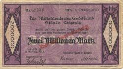 Leipzig - Dresdner Bank - 16.8.1923 - 2 Millionen Mark