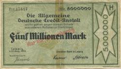 Leipzig - Dresdner Bank - 22.8.1923 - 5 Millionen Mark