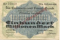 Leipzig - Dresdner Bank - 20.9.1923 - 100 Millionen Mark