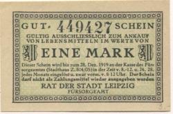 Leipzig - Fürsorgeamt - - 28.12.1919 - 1 Mark