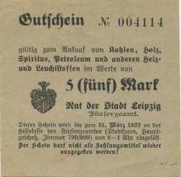 Leipzig - Fürsorgeamt - - 31.3.1922 - 5 Mark