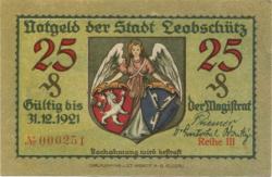 Leobschütz (heute: PL-Glubczyce) - Stadt - 31.12.1921 - 25 Pfennig 