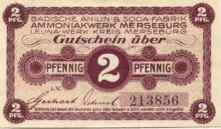 Leuna - Badische Anilin- und Soda-Fabrik, Ammoniakwerk Merseburg, Leuna-Werk - -- - 2 Pfennig 