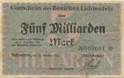Lichtenfels - Bezirk - 15.10.1923 - 31.12.1923  - 5 Milliarden Mark 