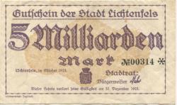 Lichtenfels - Stadt - Oktober 1923 - 31.12.1923 - 5 Milliarden Mark 