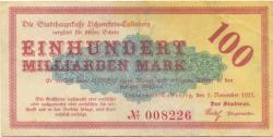 Lichtenstein(-Callnberg) - Stadt - 1.11.1923 - 100 Milliarden Mark 