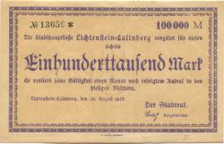Lichtenstein(-Callnberg) - Stadt - 25.8.1923 - 100000 Mark 