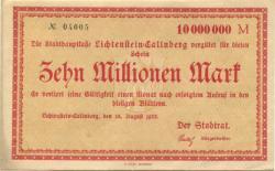 Lichtenstein(-Callnberg) - Stadt - 25.8.1923 - 10 Millionen Mark 