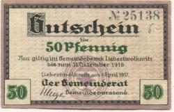 Liebertwolkwitz (heute: Leipzig) - Gemeinde - 1.4.1917 - 31.12.1918 - 50 Pfennig
