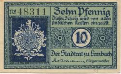 Limbach (heute: Limbach-Oberfrohna) - Stadt - - 31.12.1919 - 10 Pfennig 