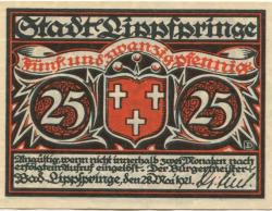 Lippspringe - Stadt - 28.5.1921 - 25 Pfennig