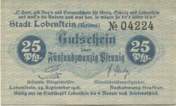 Lobenstein - Stadt - 29.9.1918 - 25 Pfennig