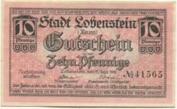 Lobenstein - Stadt - 15.9.1919 - 10 Pfennig 