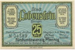 Lobenstein - Stadt - 15.3.1921 - 25 Pfennig