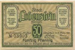 Lobenstein - Stadt - 15.3.1921 - 50 Pfennig