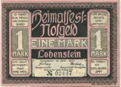 Lobenstein - Stadt - Juli 1921 - 31.8.1921 - 1 Mark