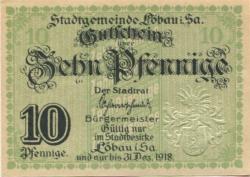 Löbau - Stadt - - 31.12.1918 - 10 Pfennig