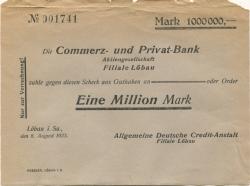 Löbau - Allgemeine Deutsche Credit-Anstalt, Filiale Löbau - 8.8.1923 - 1 Million Mark