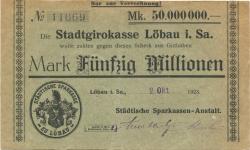 Löbau - Städtische Sparkassen-Anstalt - 2.10.1923 - 50 Millionen Mark