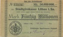 Löbau - Städtische Sparkassen-Anstalt - 13.10.1923 - 50 Millionen Mark
