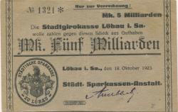 Löbau - Städtische Sparkassen-Anstalt - 18.10.1923 - 5 Milliarden Mark