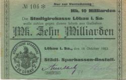 Löbau - Städtische Sparkassen-Anstalt - 18.10.1923 - 10 Milliarden Mark