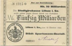 Löbau - Städtische Sparkassen-Anstalt - 18.10.1923 - 50 Milliarden Mark