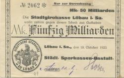 Löbau - Städtische Sparkassen-Anstalt - 18.10.1923 - 50 Milliarden Mark