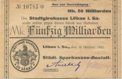 Löbau - Städtische Sparkassen-Anstalt - 18.10.1923 - 50 Milliarden Mark