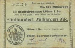 Löbau - Städtische Sparkassen-Anstalt - 18.10.1923 - 500 Milliarden Mark