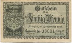 Löbejün (heute: Wettin-Löbejün) - Stadt - 25.9.1918 - 50 Pfennig