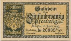 Löbejün (heute: Wettin-Löbejün) - Stadt - 10.4.1920 - 25 Pfennig