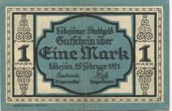 Löbejün (heute: Wettin-Löbejün) - Stadt - 25.2.1921 - 1 Mark