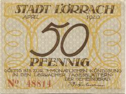 Lörrach - Stadt - April 1920 - 50 Pfennig