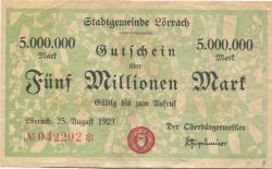Lörrach - Stadt - 25.8.1923 - 5 Millionen Mark