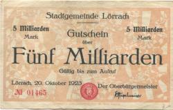 Lörrach - Stadt - 20.10.1923 - 5 Milliarden Mark