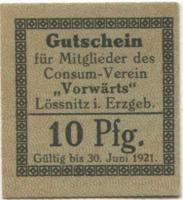 Lößnitz - Consumverein Vorwärts eGmbH - - 30.6.1921 - 10 Pfennig