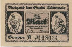 Lübbecke - Stadt - 14.5.1920 - 1/2 Mark