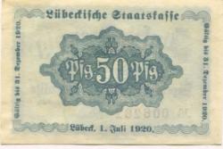 Lübeck - Staatskasse (Land) - 1.7.1920 - 31.12.1920 - 50 Pfennig 
