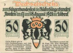 Lübeck - Bäcker-Innung, Liedertafel - 17./18.8.1921 - 50 Pfennig