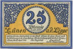 Lünen - Stadt - 12.4.1921 - 25 Pfennig
