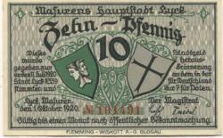 Lyck (heute: PL-Elk) - Stadt - 1.10.1920 - 10 Pfennig